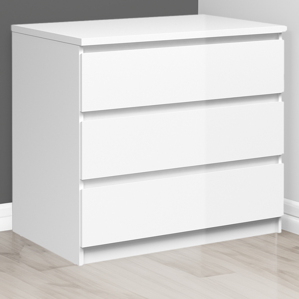 Florence 3 Drawer White High Gloss Chest of Drawers Image 1