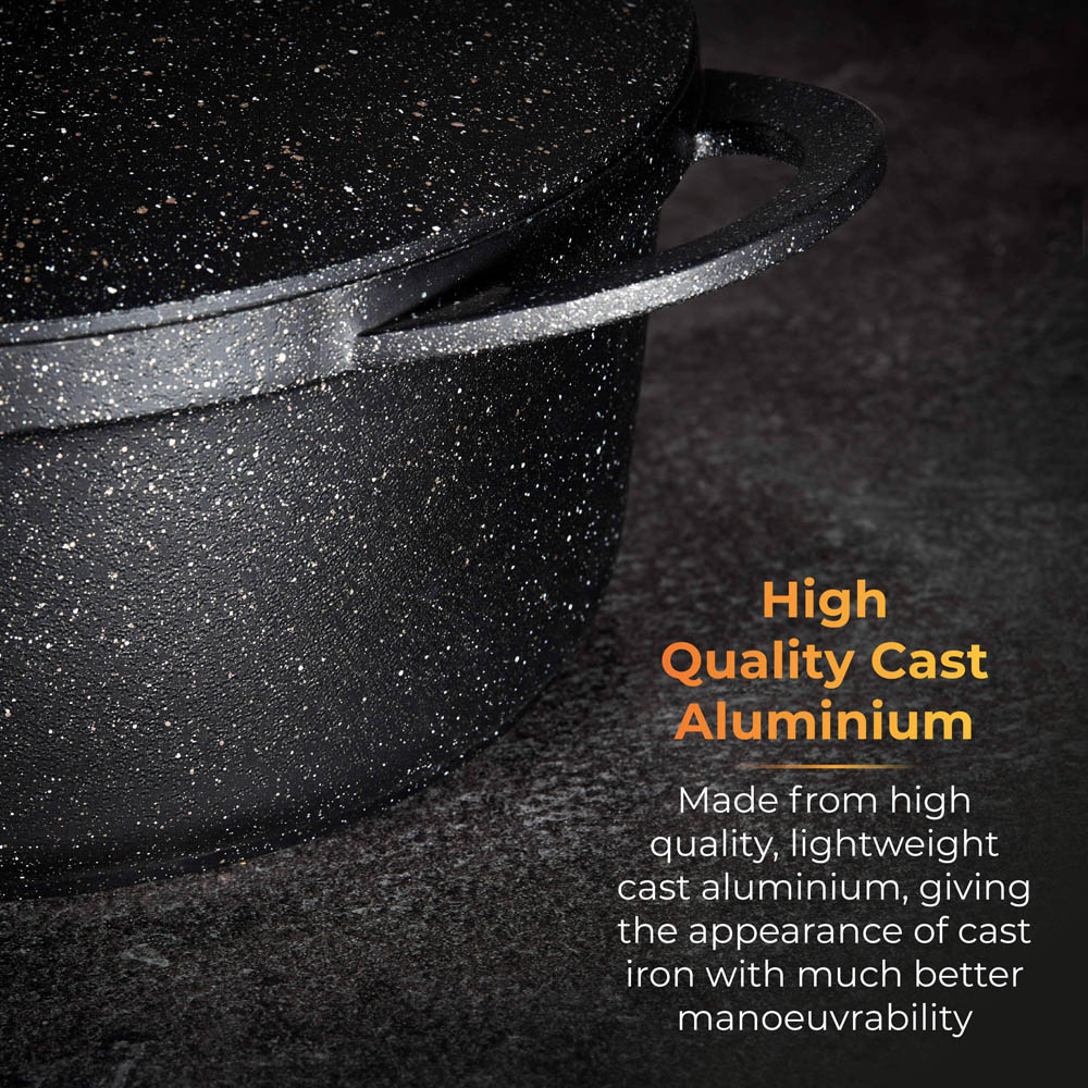 Tower Precision 28cm Black Cast Aluminium Non-Stick Casserole Dish with Lid Image 7