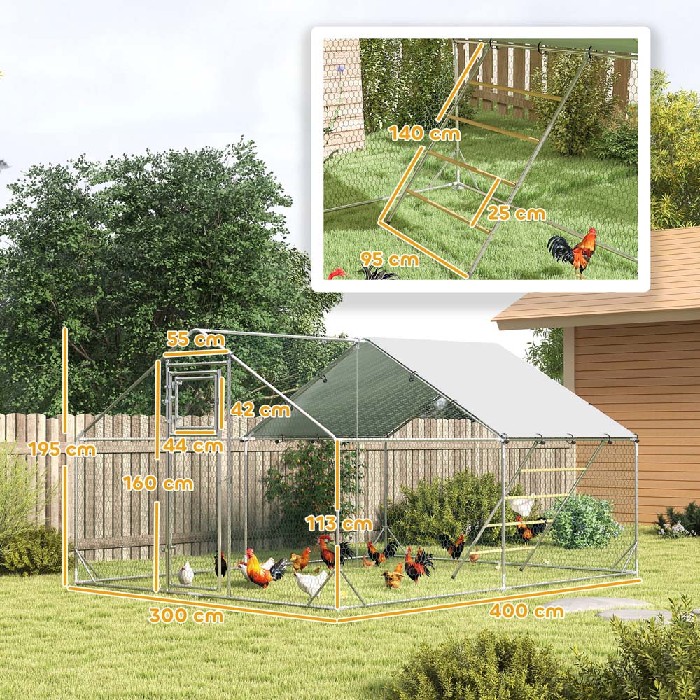 PawHut Walk In Chicken Run with Hanging Feeder Image 9