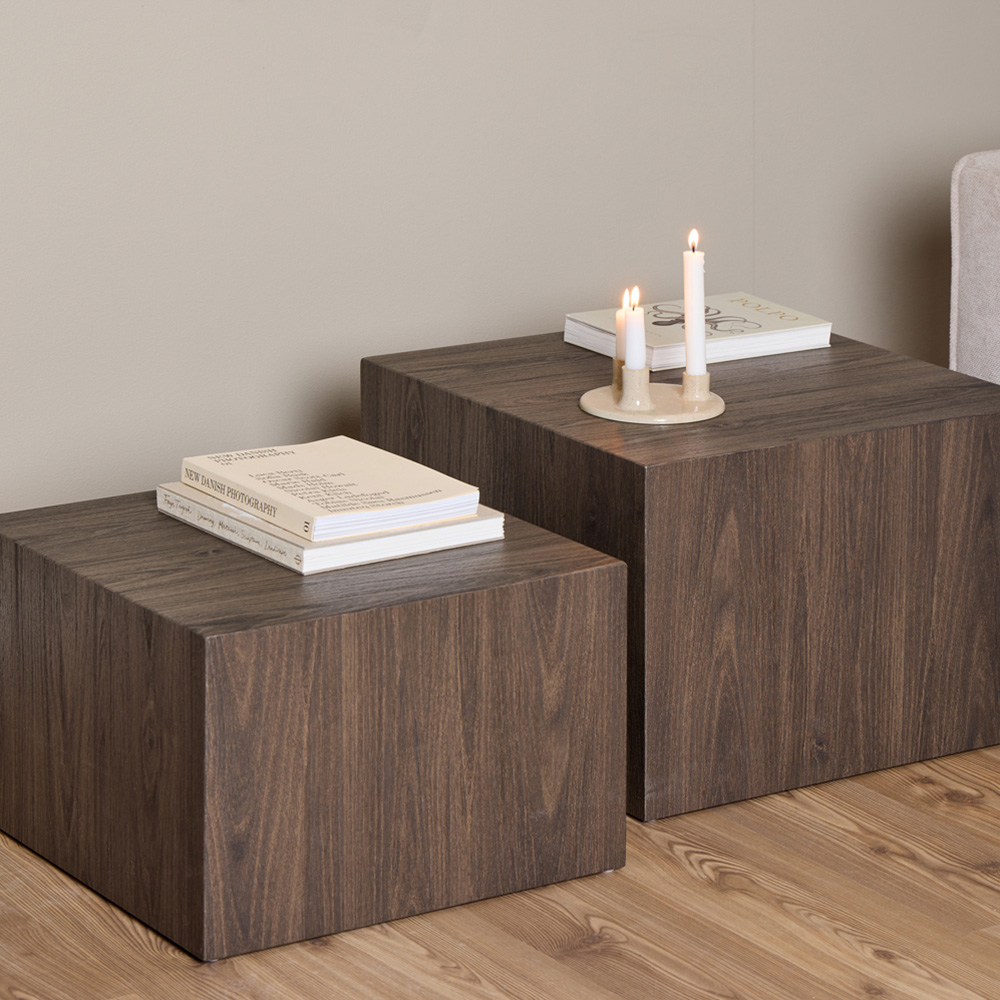 Florence Dice Smoked Ash Square Coffee Table Set of 2 Image 7