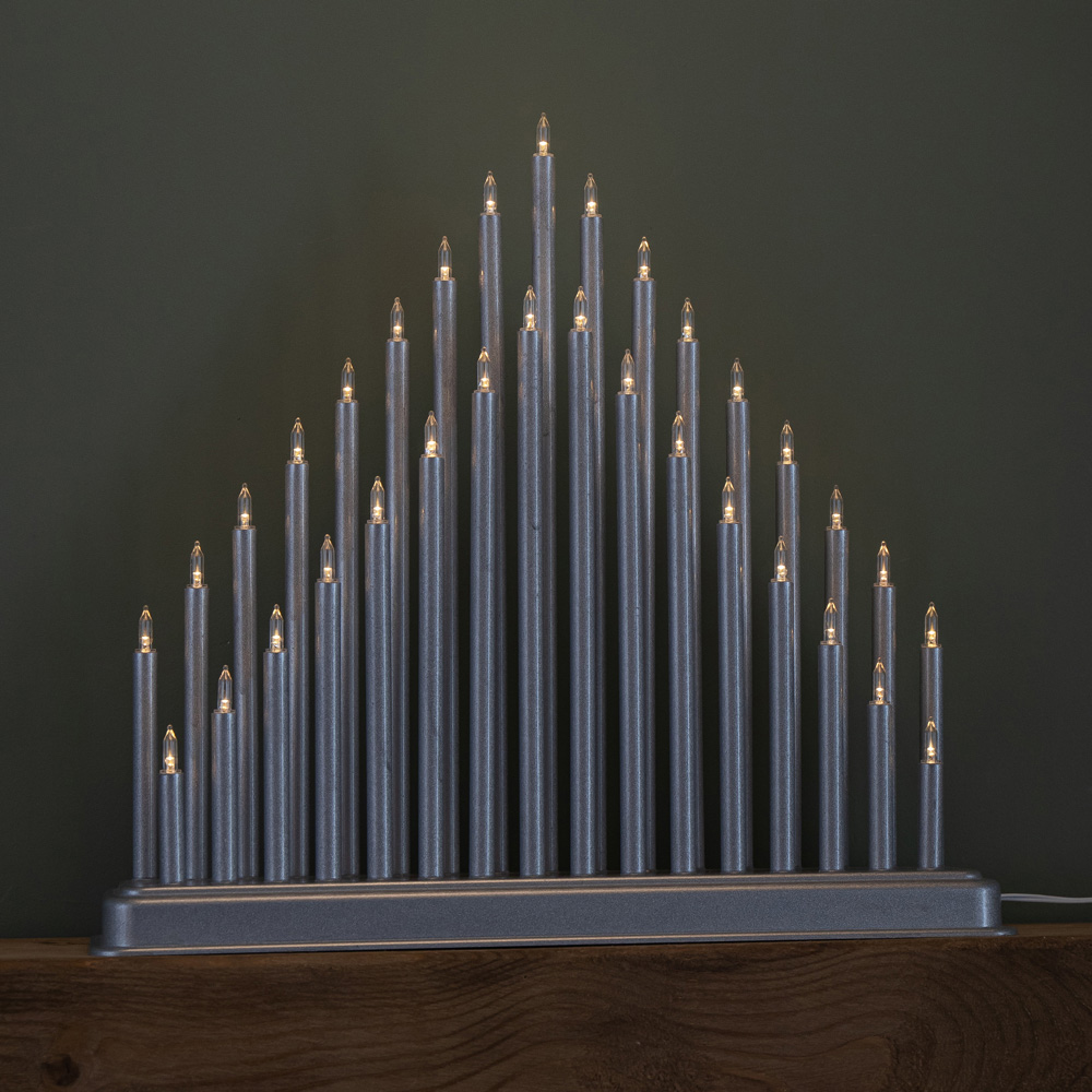 Samuel Alexander 33 Warm White LED Silver Light Up Christmas Candle Bridge 34cm Image 5