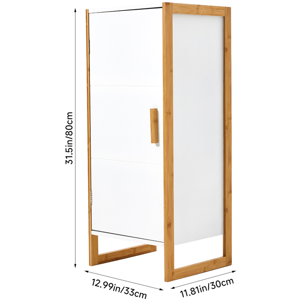 H&O Direct Single Door Modern Freestanding Bamboo Bathroom Cabinet Image 7