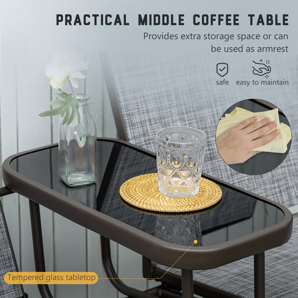 Outsunny 2 Seater Metal Rocking Bench Table Image 4