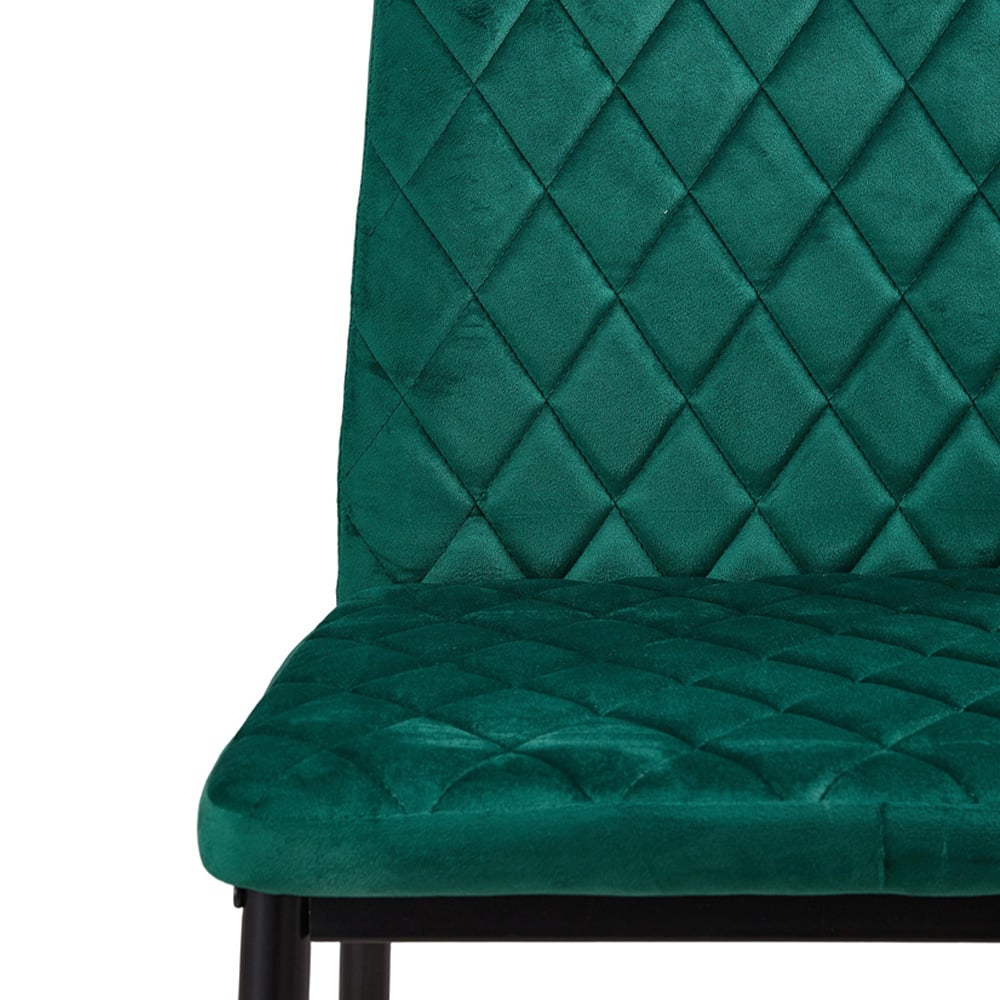 Living and Home Green Diamond-Quilted Velvet Upholstered Bar Stool Set of 2 Image 4