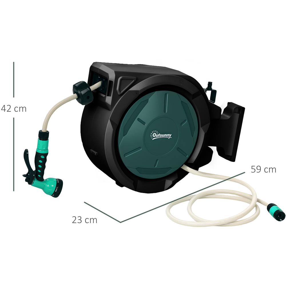 Outsunny Green Retractable Hose Reel Wall Mounted with Lock 30m Image 9