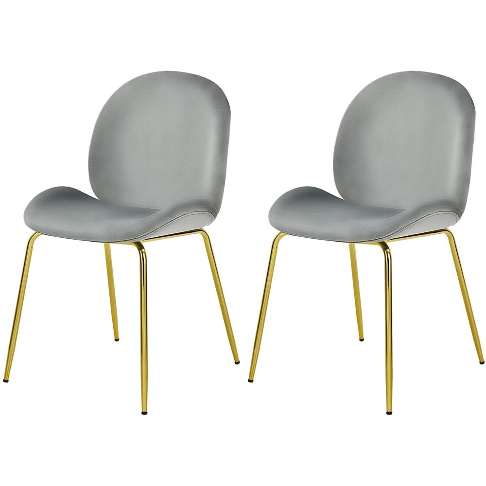 Costway Set of 2 Grey Velvet Dining Chairs Image 2