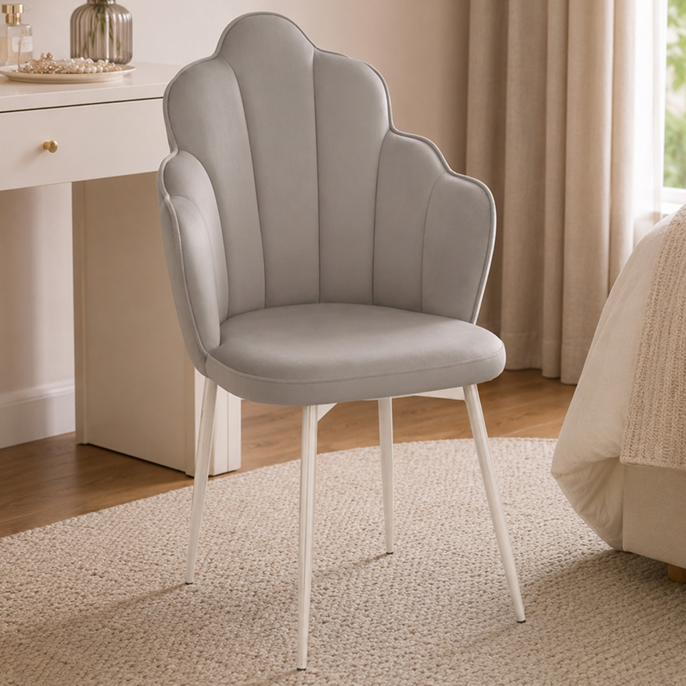 Premier Housewares Tian Grey Velvet Chair Image 1