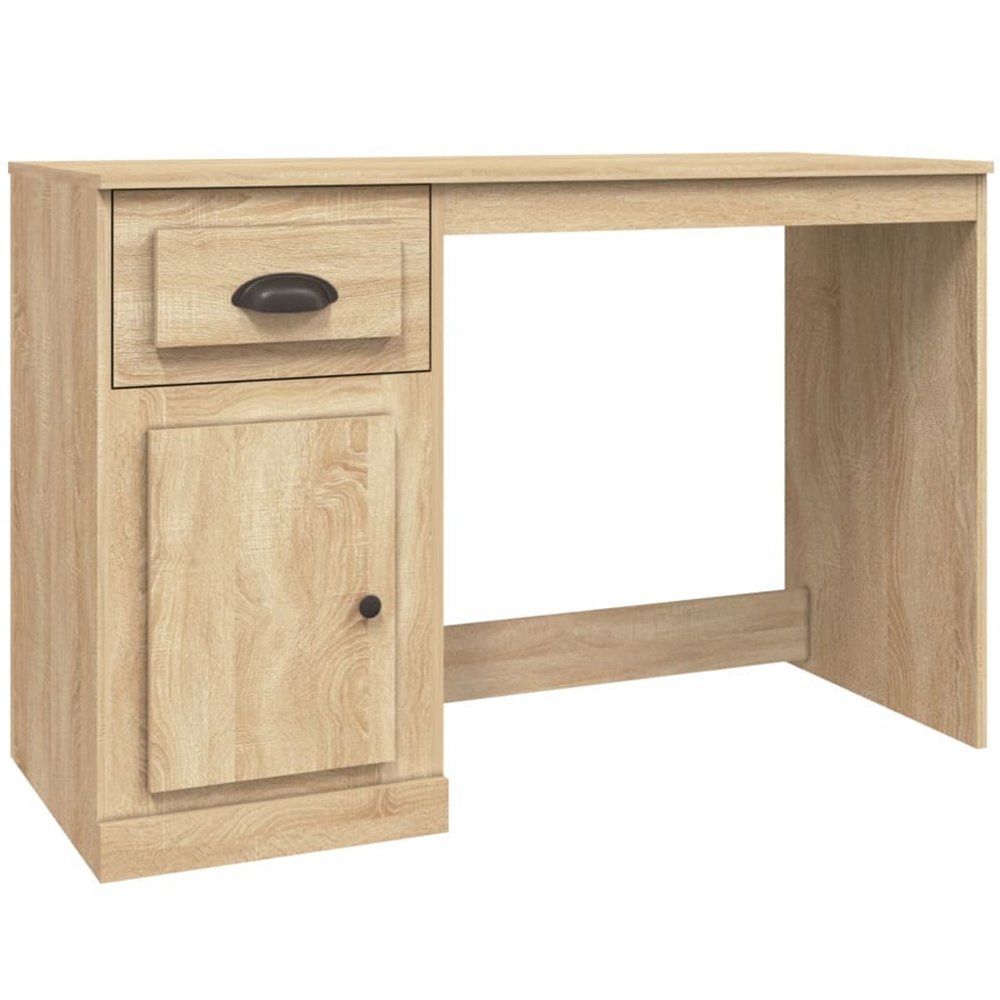 vidaXL Single Door Single Drawer Study Desk Sonoma Oak Image 2