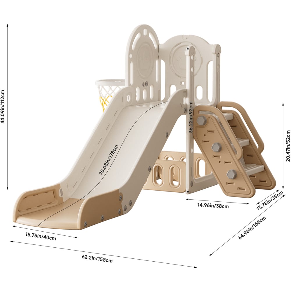 Tommy Toys 4 in 1 Toddler Orange Slide Play Set with Basketball Hoop Image 3