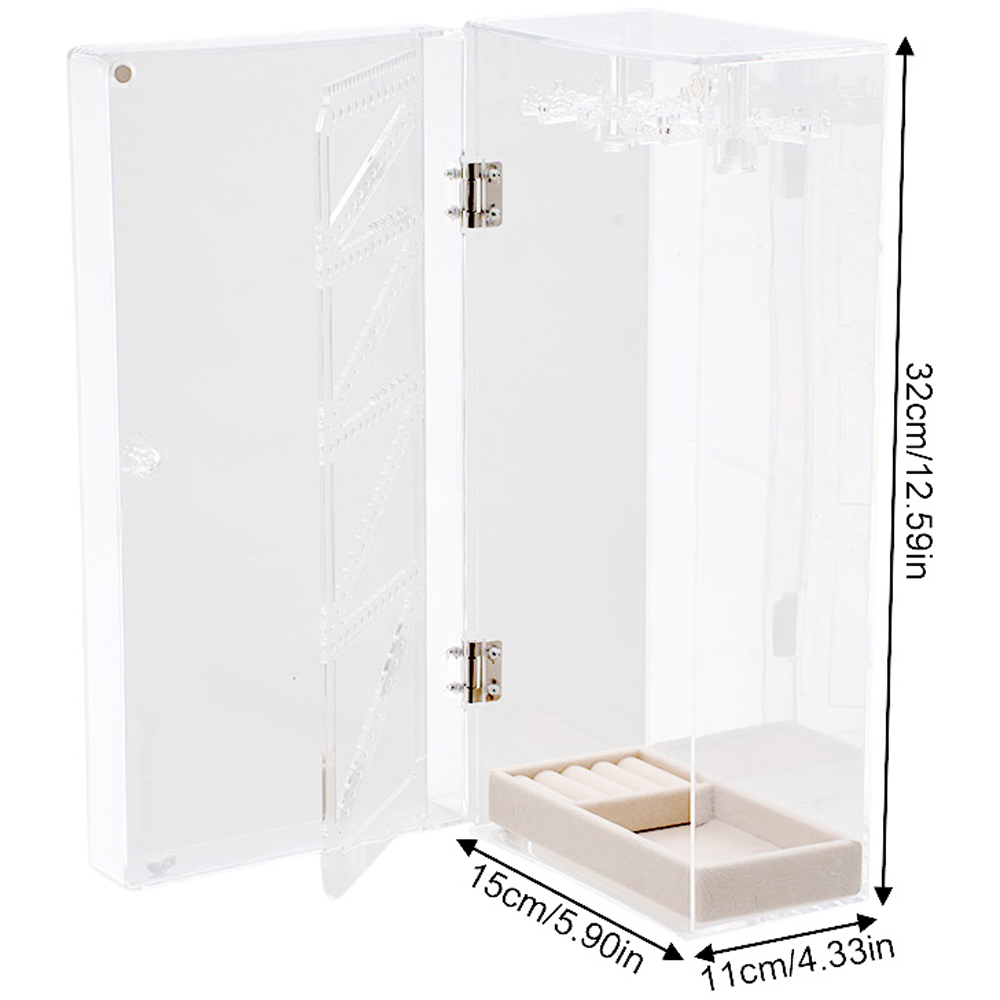 Living and Home Clear Jewellery Organiser with Rotating Hooks Image 8