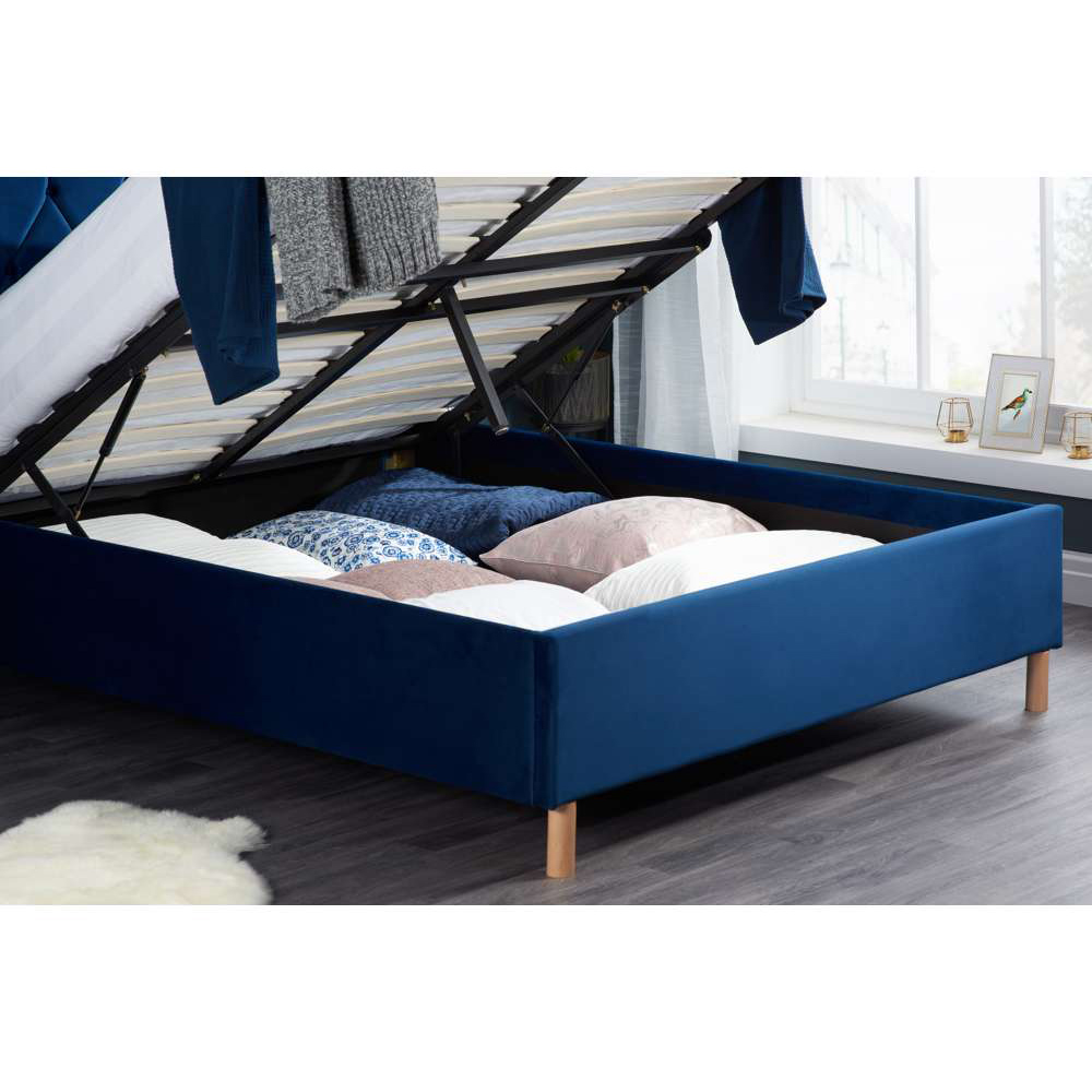 Loxley King Size Blue Fabric Ottoman Bed Image 6