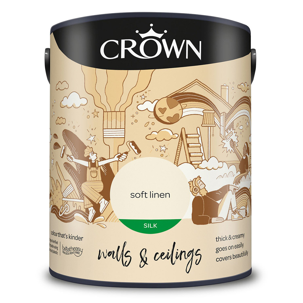 Crown Silk Emulsion Paint 5L - Soft Linen Image 2