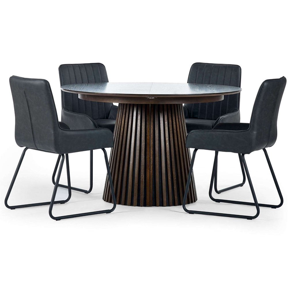 Julian Bowen Arya 6 Seater 120-200cm Dark Oak Effect Fluted Extending Dining Table Image 6