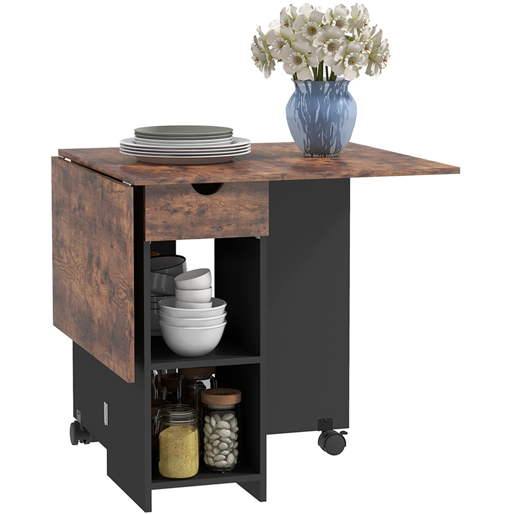 HOMCOM 4 Seater Rustic Brown Foldable Dining Table Image 2
