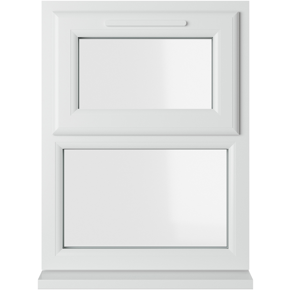Crystal uPVC Double Glazed Window Top Hung Over Fixed Light White Clear Glass 610x965mm Image 1