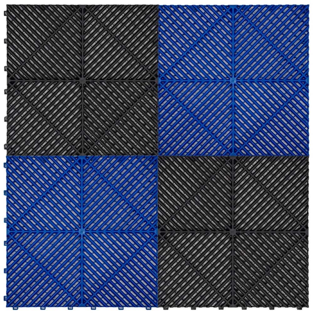 Monstershop 90 Blue and 30 Black Vented Garage Floor Tiles with Edges Image 1