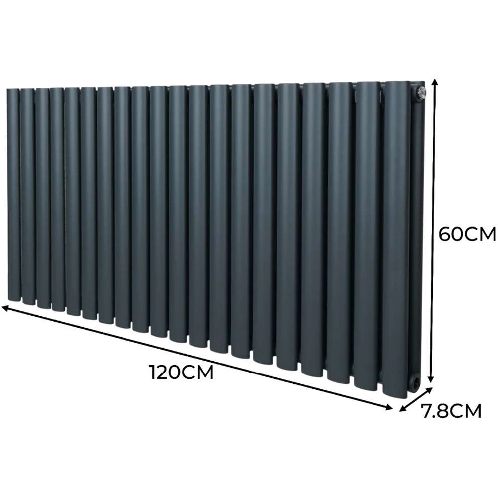 Monster Shop 5367BTU Anthracite Grey Oval Column Radiator and Valves 600 x 1200mm Image 6
