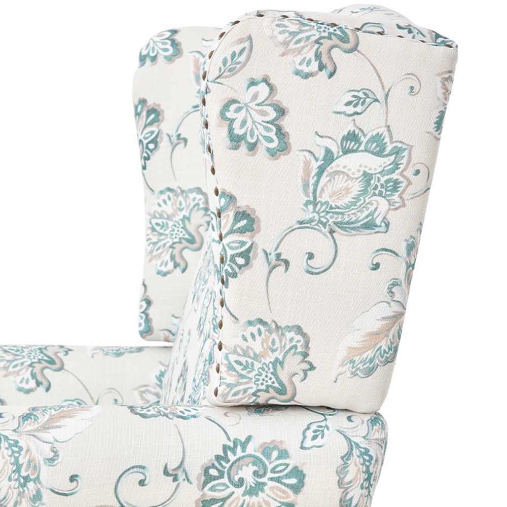 Living and Home White and Green Velvet and Linen Vintage Upholstered Armchair Image 5