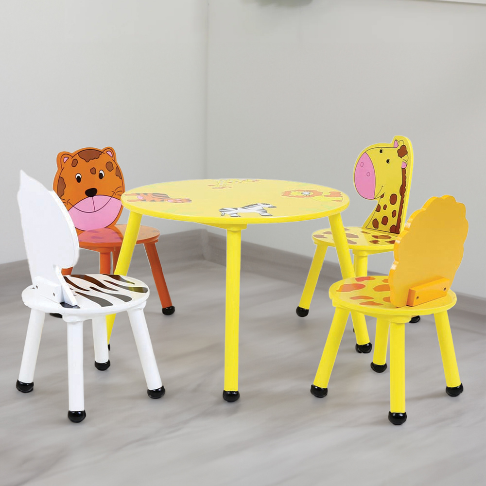 Charles Bentley 4 Seat Multicolour Safari Table and Chairs Set Image 1