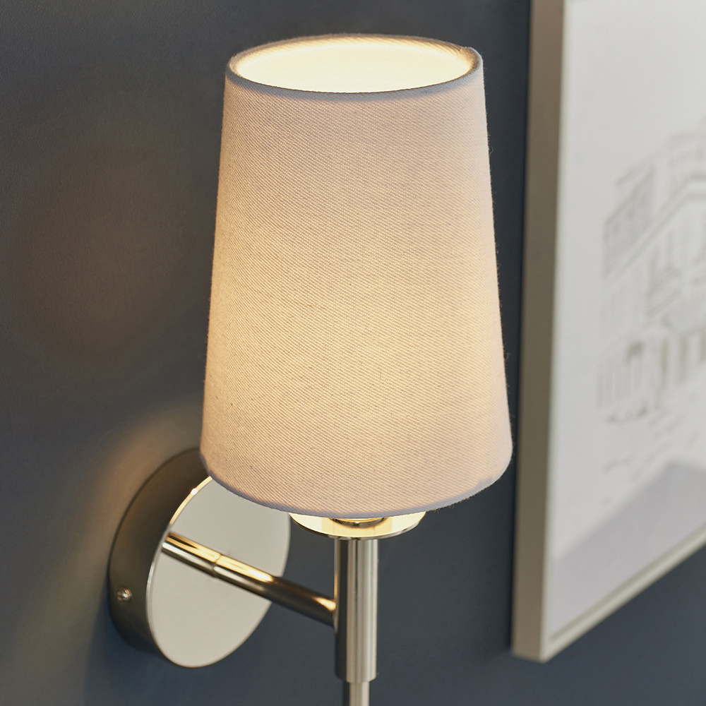 Merano Florence Nickel and White Fabric Wall Lamp Image 4