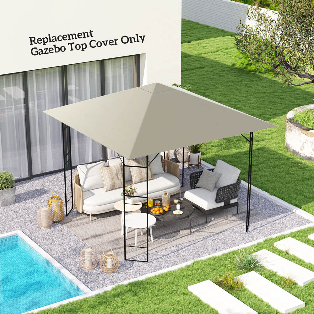 Outsunny 3 x 3m Grey Gazebo Canopy Replacement Cover with Drain Holes Image 2