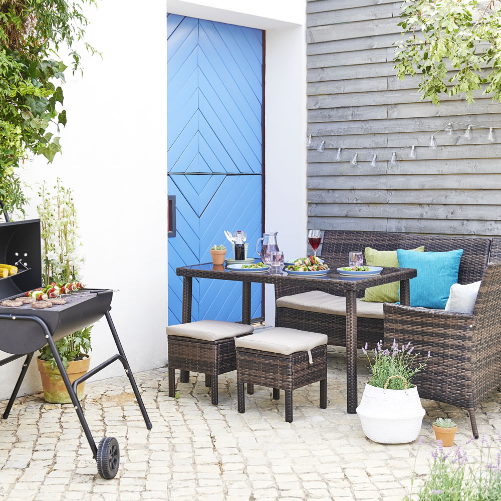 Wilko Palma Rattan Effect Garden Corner Dining Set Wilko