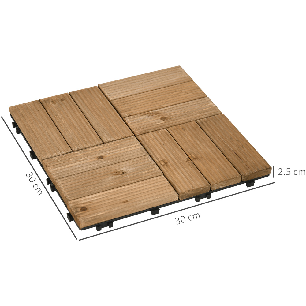 Outsunny Brown Wooden Interlocking Deck Tiles 30 x 30cm 27 Pack Image 7