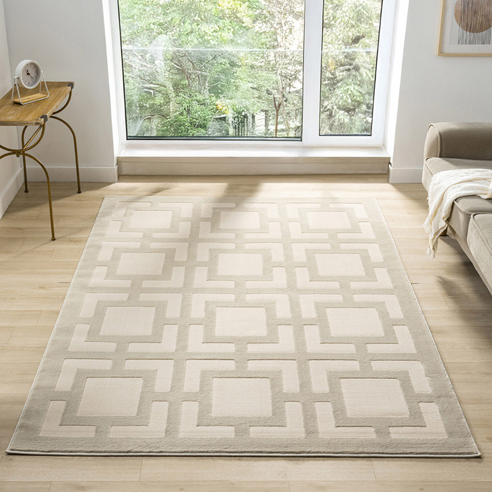 Desire Rugs Vellure Cream Metallic Sheen Maze Design Rug 160 x 230cm Image 2