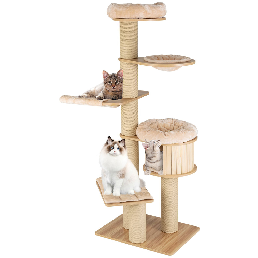 Costway 191cm Beige Cat Tree Scratcher Image 3
