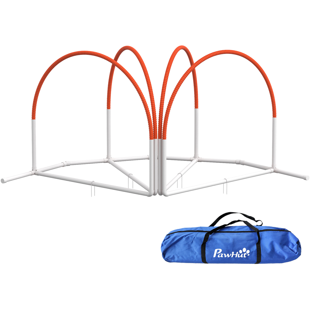 PawHut 4 Piece Orange Dog Agility Equipment Set with Weave Pole Image 5