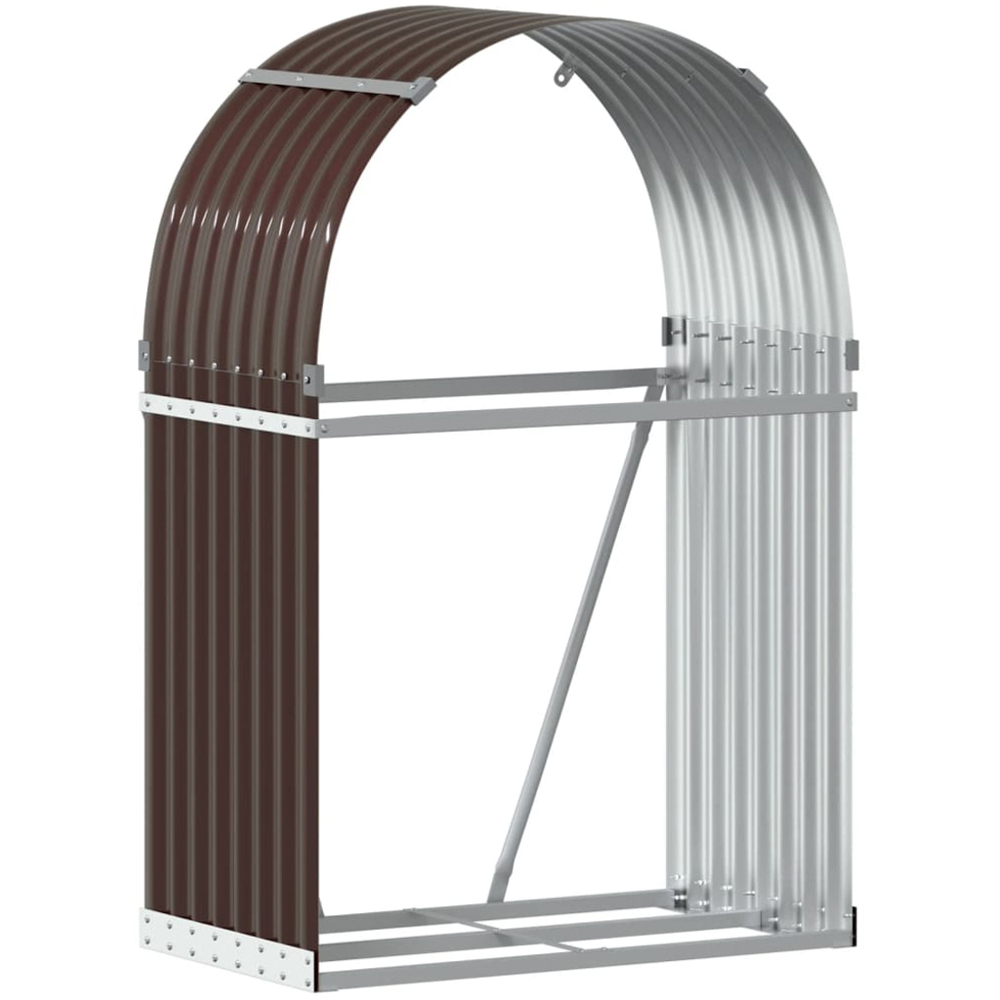 vidaXL Brown Galvanised Steel Firewood Log Holder 120 x 80 x 45cm Image 1