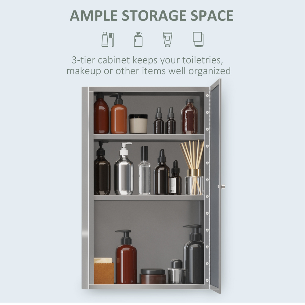 HOMCOM Silver Mirror Cabinet Image 7