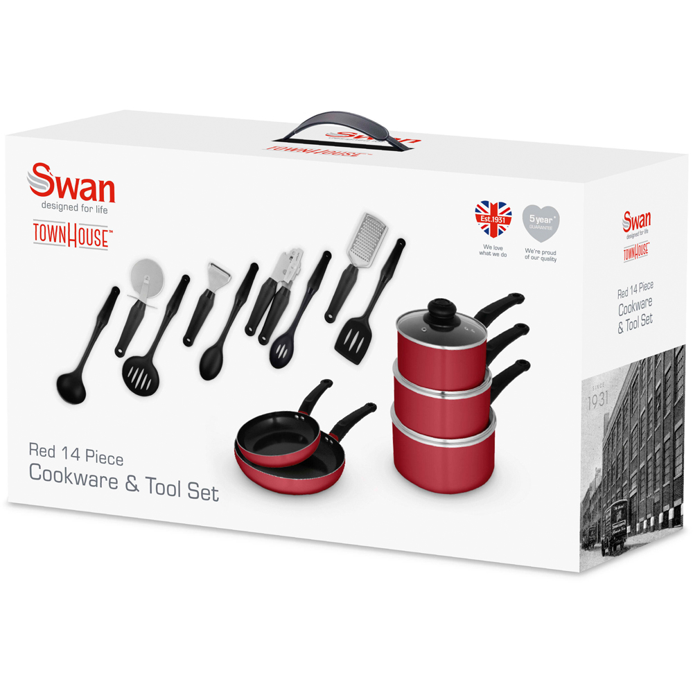 Swan Townhouse 14 Piece Red Pan and Tools Set Image 2