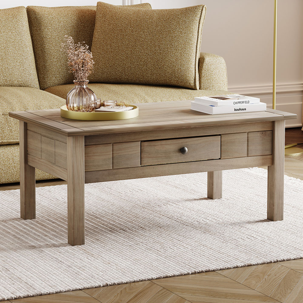 Vida Designs Panama Single Drawer Oak Coffee Table Image 1