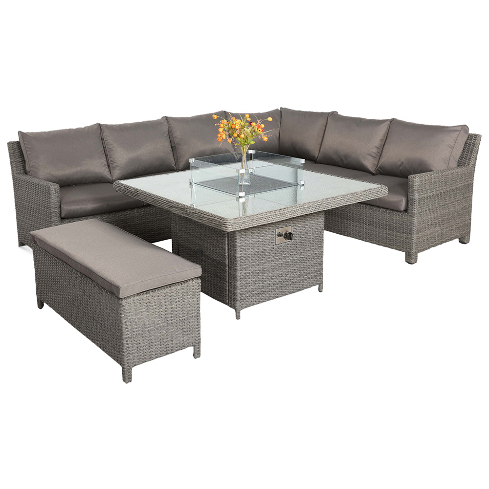 Royalcraft Paris 7 Seater Square Firepit Dining Set Grey Image 2