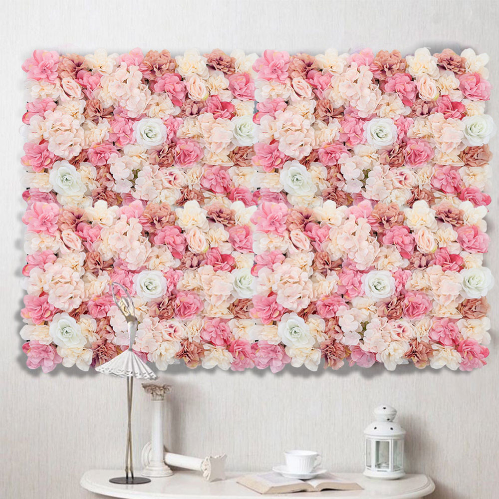 Living and Home Light Purple Artificial Rose Backdrop Wall Panel 60 x 40cm Image 7