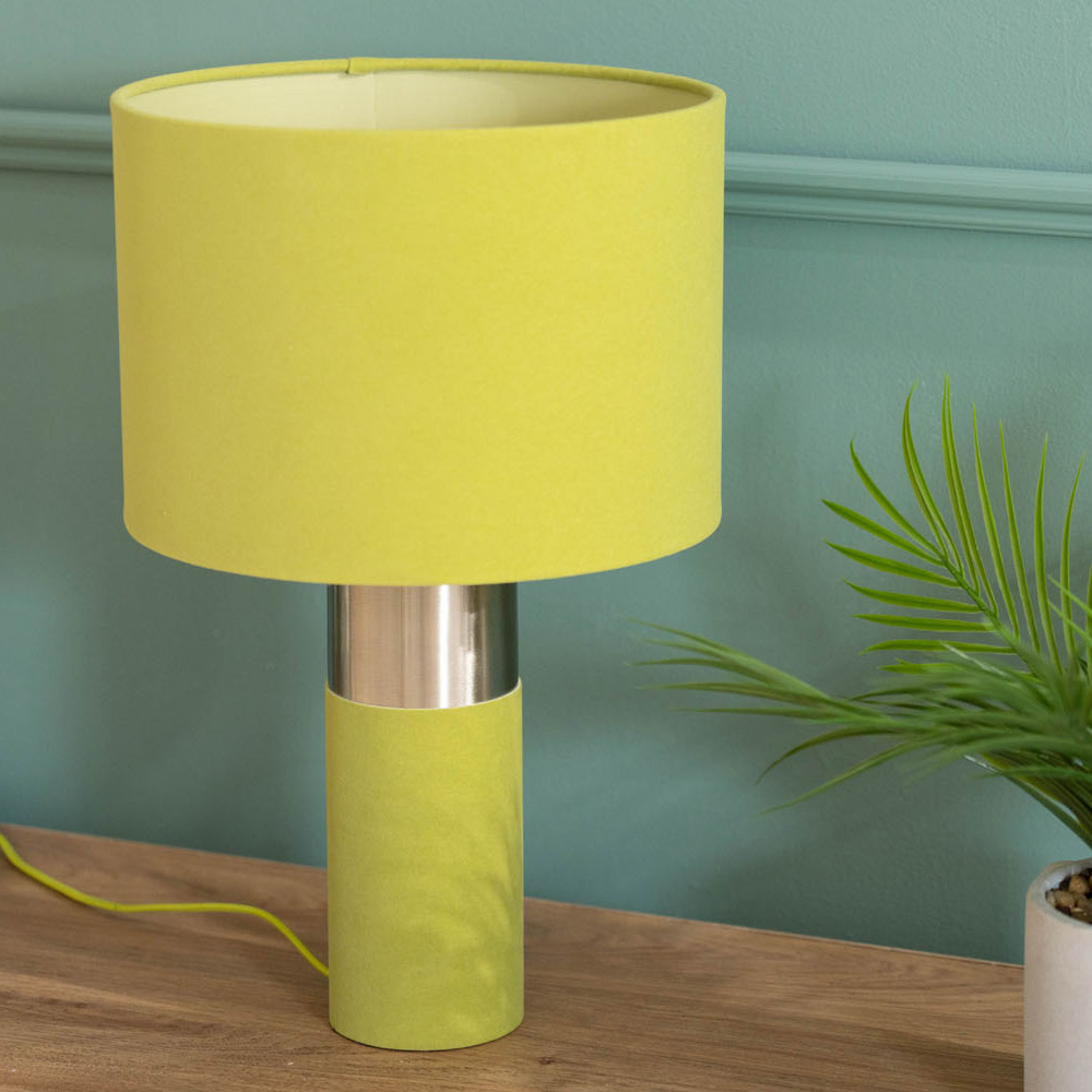 ValueLights Alexa Green Velvet LED Table Lamp Image 4