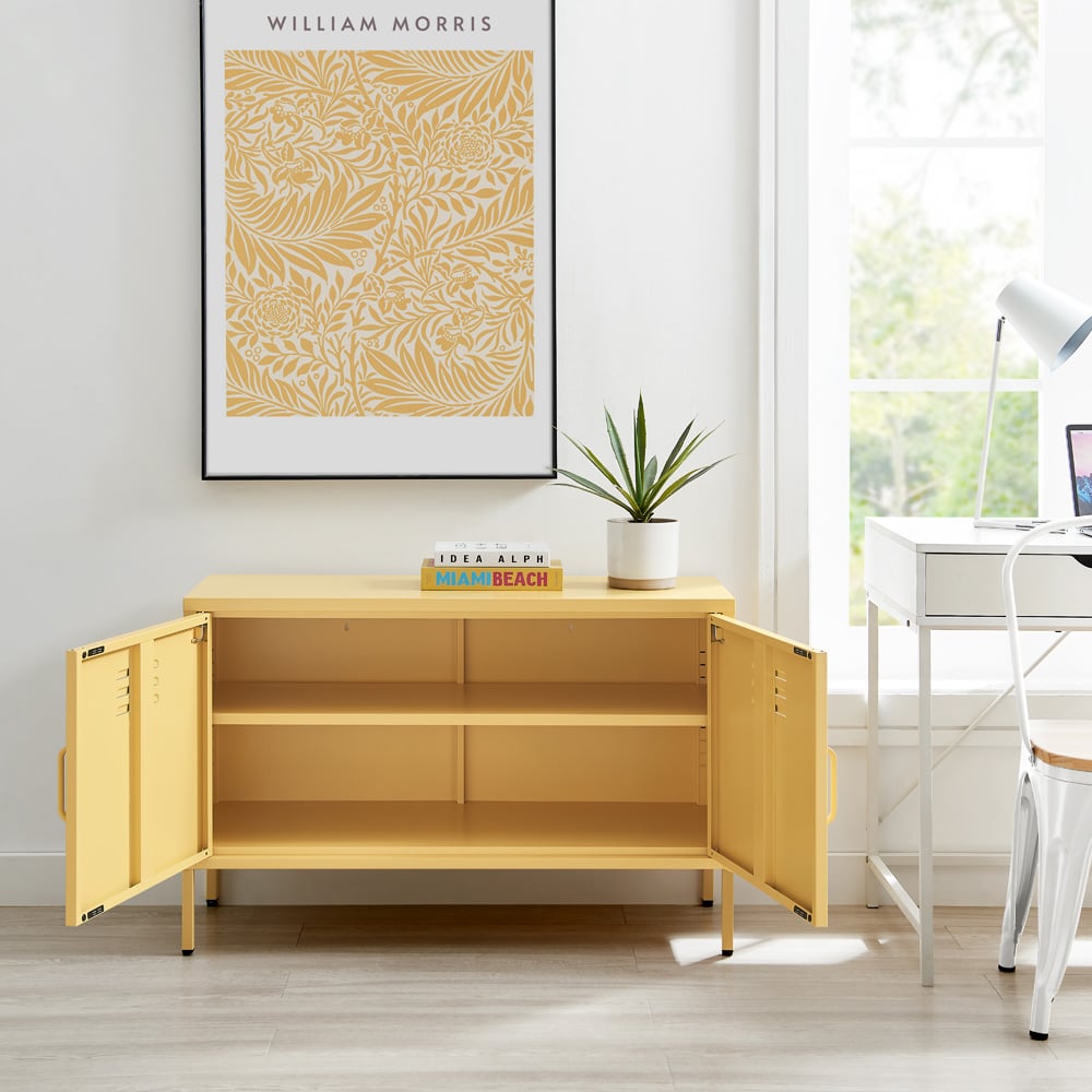 Furniturebox Theo 2 Door Mustard Yellow Sideboard Wilko