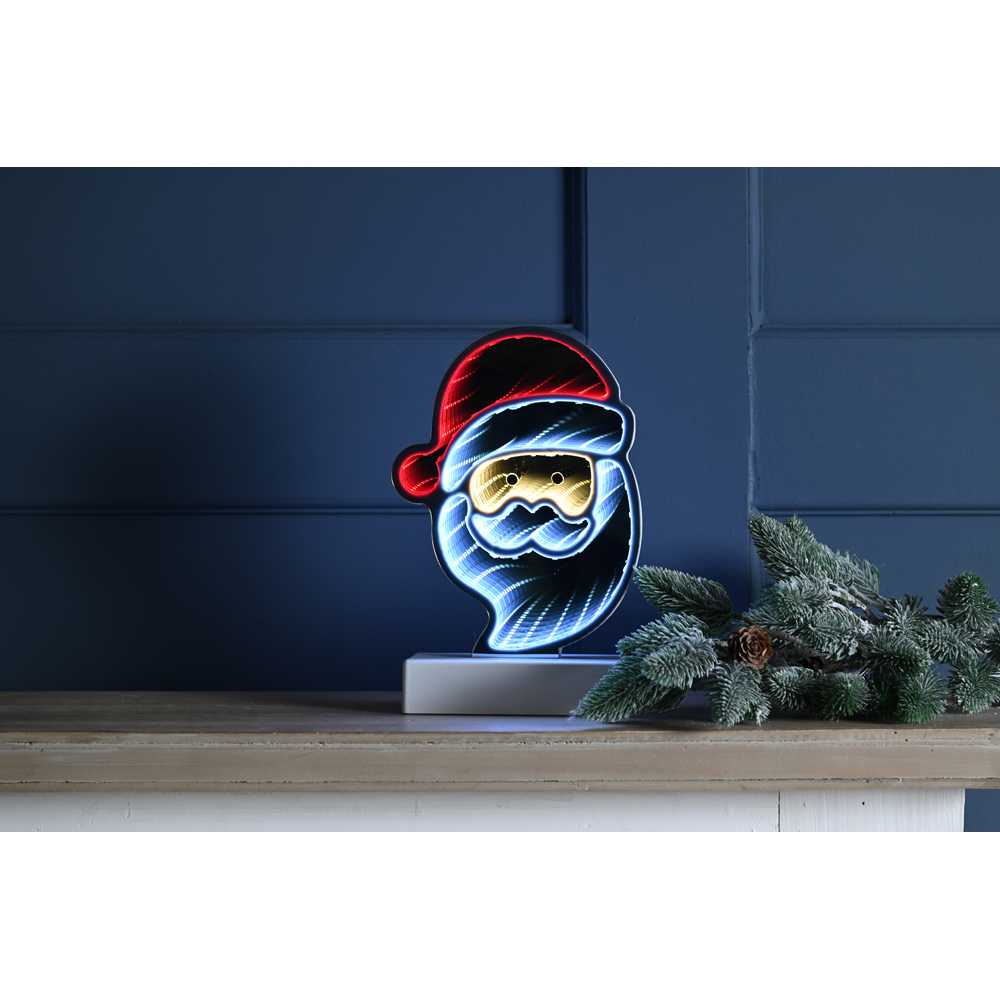 Festive 87 Multicoloured LED Santa Face Infinity Christmas Decoration with Timer 23cm Image 2