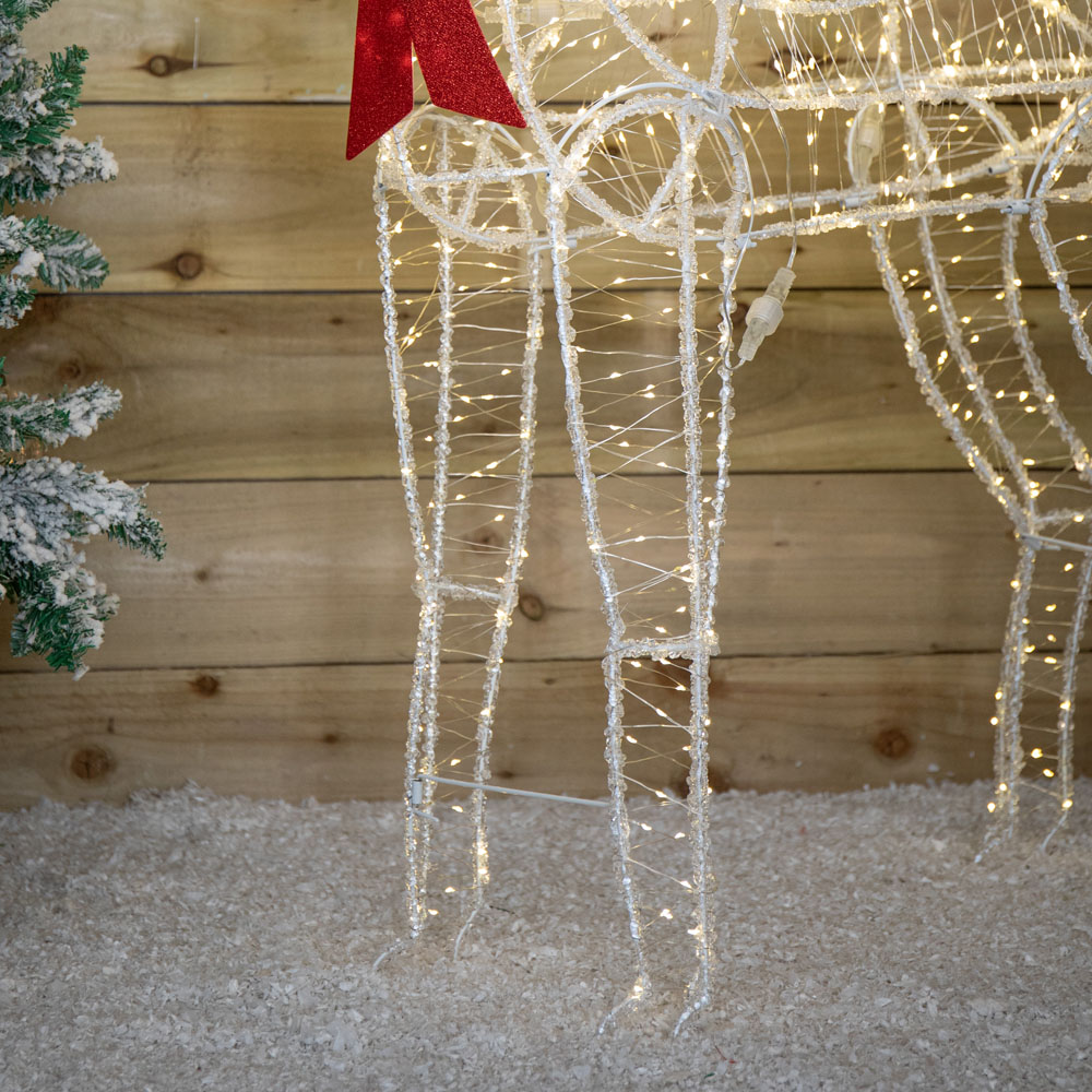 Samuel Alexander 880 Warm White LED Light-Up Acrylic Deer Christmas Decoration with Red Bow 124cm Image 4