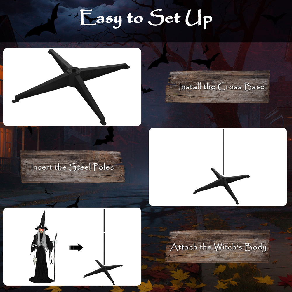 Outsunny Voice Activated Animatronics Black Standing Witch Halloween Decoration 5.5ft Image 7