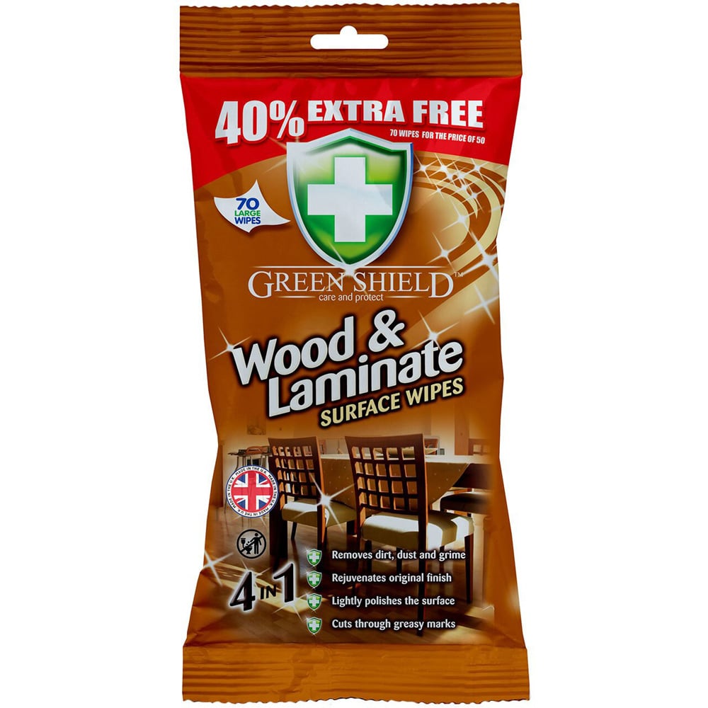 Green Shield Wood and Laminate Surface Wipes 70 Pack Image
