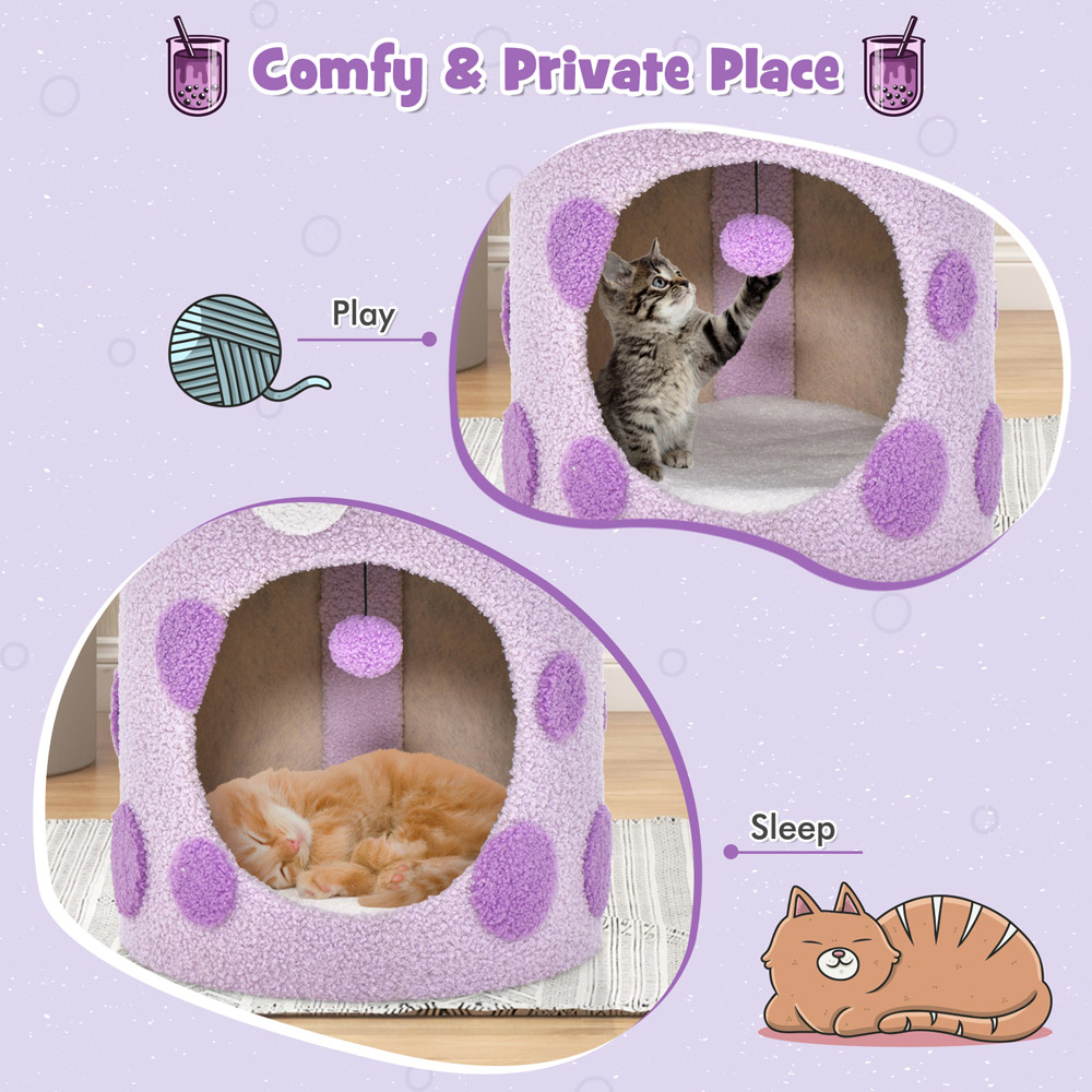 Costway Purple Bubble Tea Cat Tree Tower with Scratching Post 37cm Image 7
