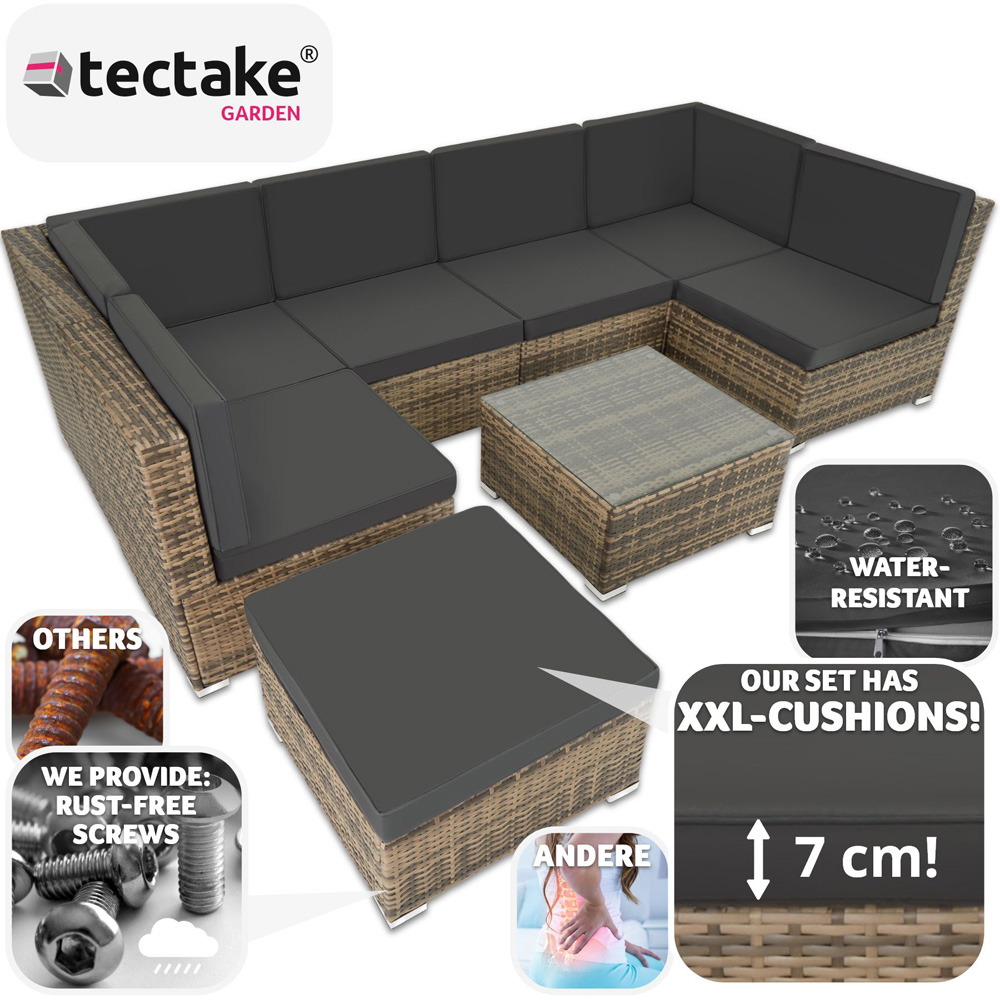 tectake Venice 7 Seater Nature Outdoor Sofa Set Image 3
