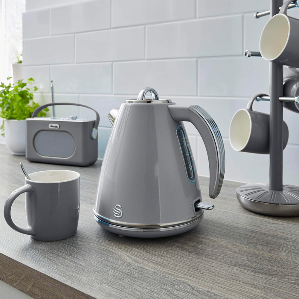 Tower Swan Retro EEJB174 Grey 20L Microwave with 4 Slice Toaster and 1.5L Kettle Set Image 3