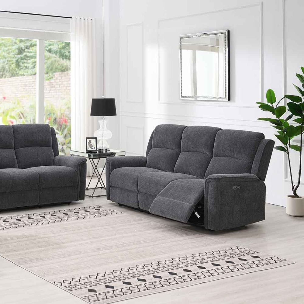 Eastside 3 Seater Dark Grey Power Recliner Sofa Image 3