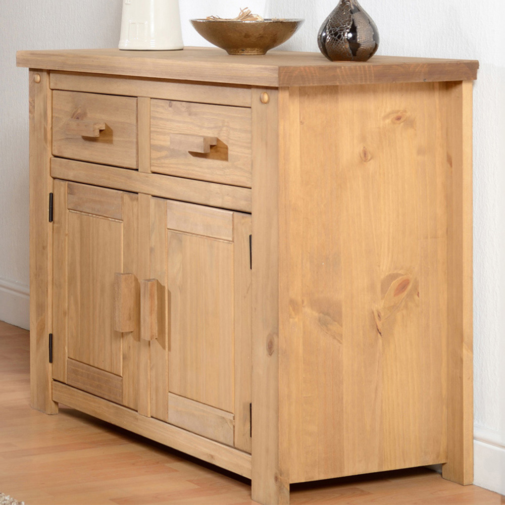 Seconique Tortilla 2 Door 2 Drawer Distressed Waxed Pine Sideboard Image 1