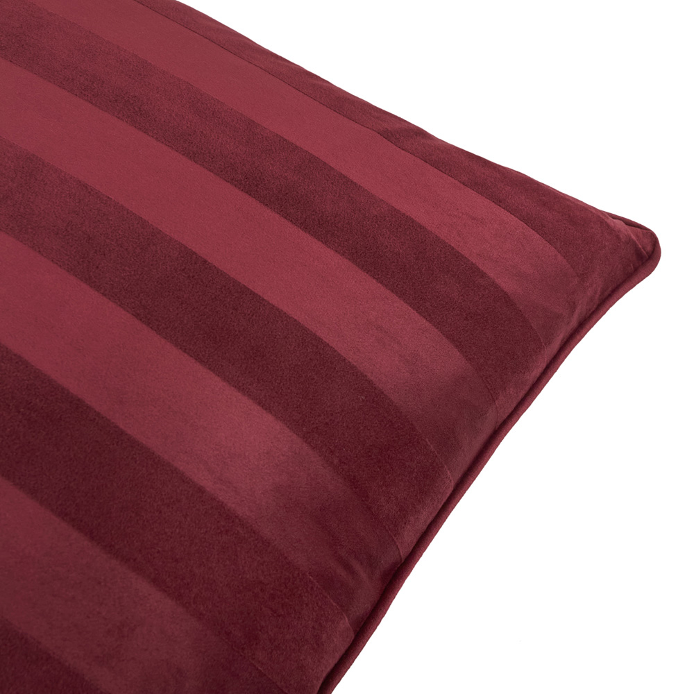 Paoletti Regency Stripe Burgundy Velvet Cushion 45 x 45cm Image 2