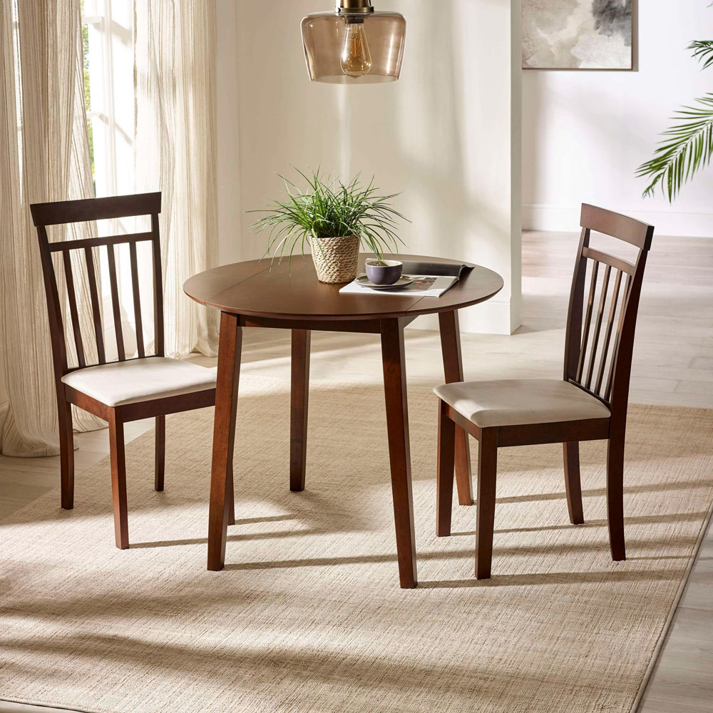 Julian Bowen Coast 4 Seater Walnut Effect Round Drop Leaf Dining Table Image 5