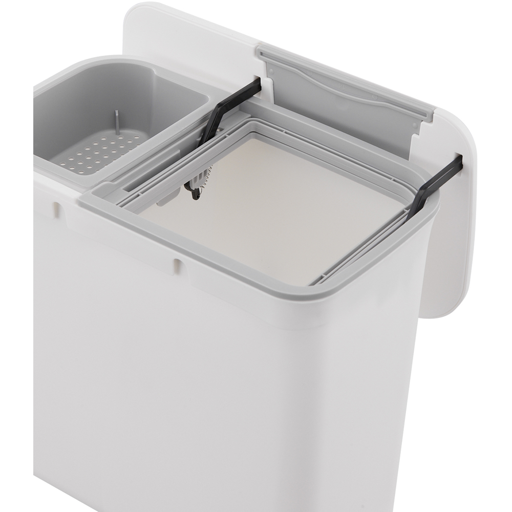 Living and Home White Wall Mounted Kitchen Trash Bin with Lid Image 6